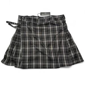 Scarlet Darkness black & grey plaid mini skirt adjustable waist pockets Size XXL